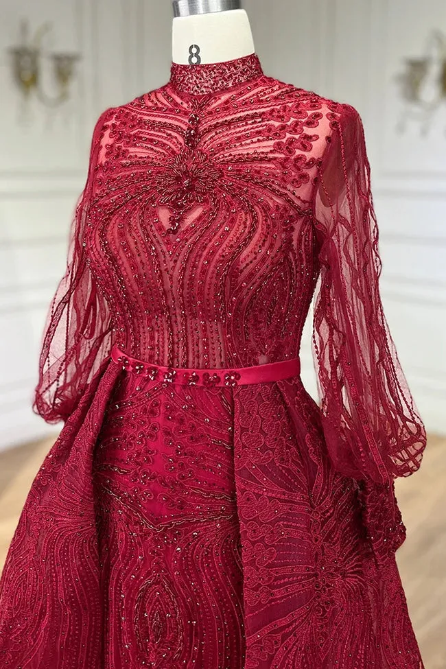 Vestido de Festa Luxo Longo Todo Decorado em Pedrarias e Maxi Saia (Pronta Entrega)