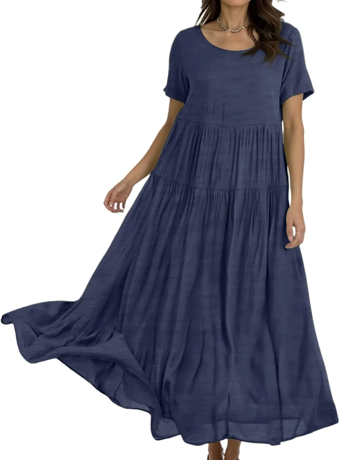 Women Casual Plus Size Loose Bohemian Floral Maternity Dress Short Sleeve Long Boho Maxi Spring Dress