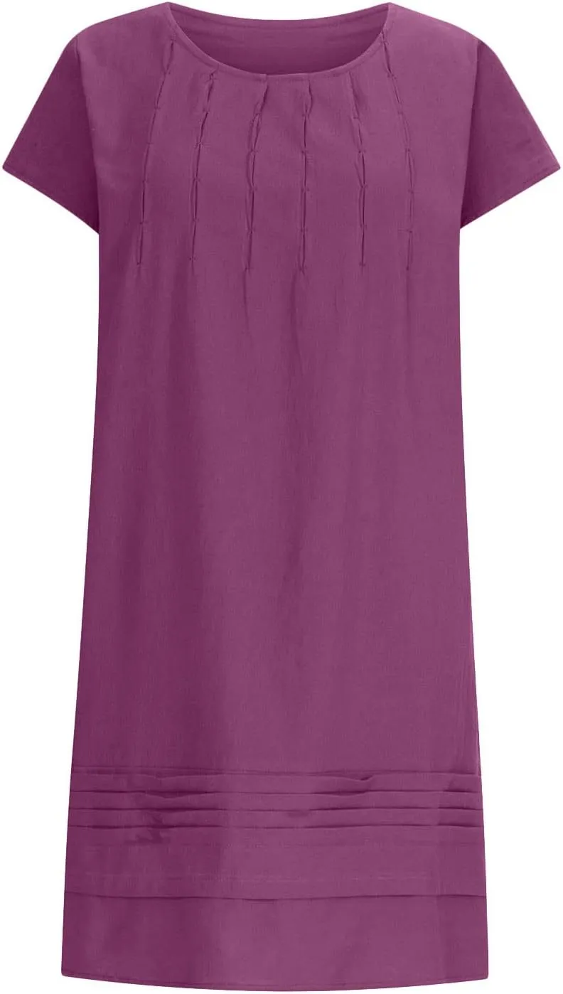 Women Cotton Linen Summer Dresses Casual Mini Short Dress Gauze Boho Dresses 2024 Trendy Vacation Clothing