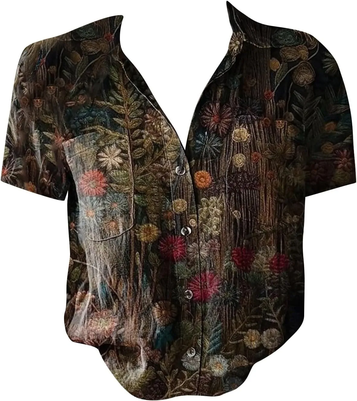 Women Linen Shirts Button Down Vintage Boho Paisley Print Breathable V Neck Collared Gauze Tops Fashion Lightweight 2025