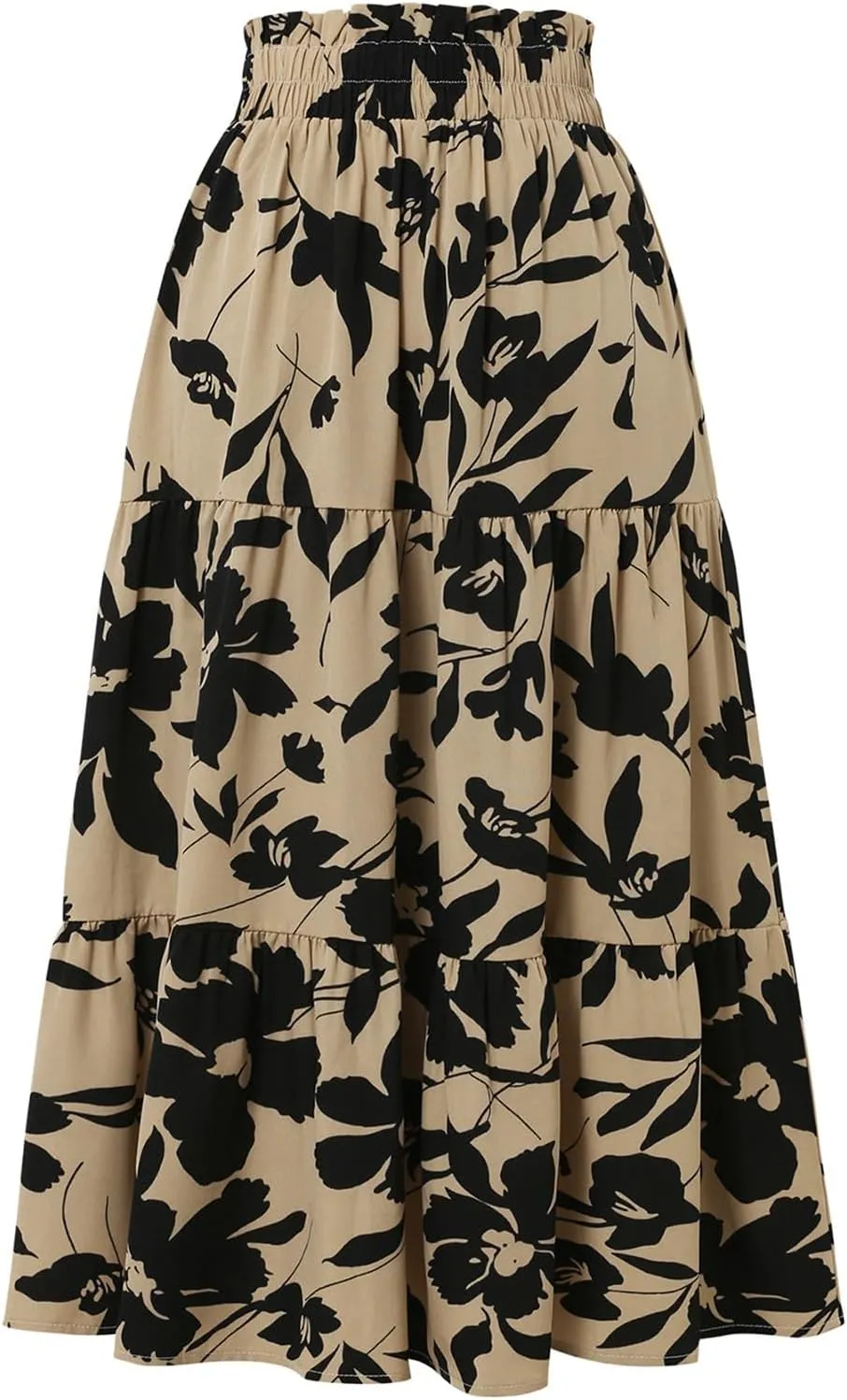 Women's Maxi Skirt 2025 Casual Loose Trendy Elastic Waist Floral Print Bohemian Sun A-Line Beach Skirts, S-XL
