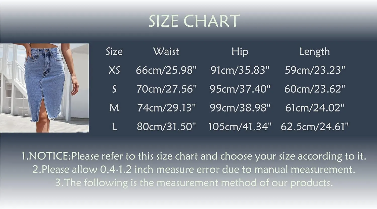 Women's Sexy Slit High Rise Bodycon Knee Length Jean Skirt Summer Denim Midi Skirts High Waisted Split Midi Denim Skirt