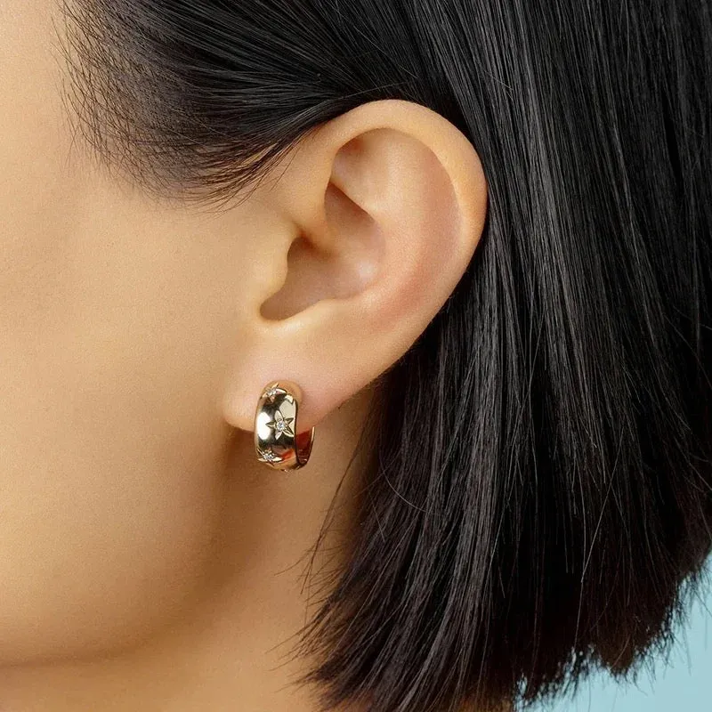 ZIRCONIA STARS HOOP EARRINGS